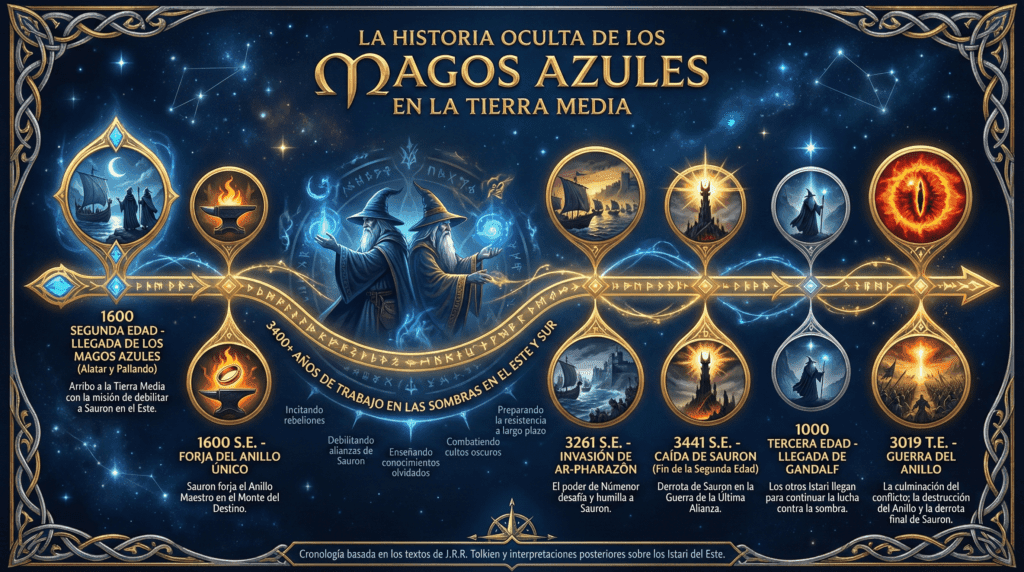 Línea temporal de los Magos Azules: 3,400 años de actividad desde la Segunda hasta la Tercera Edad